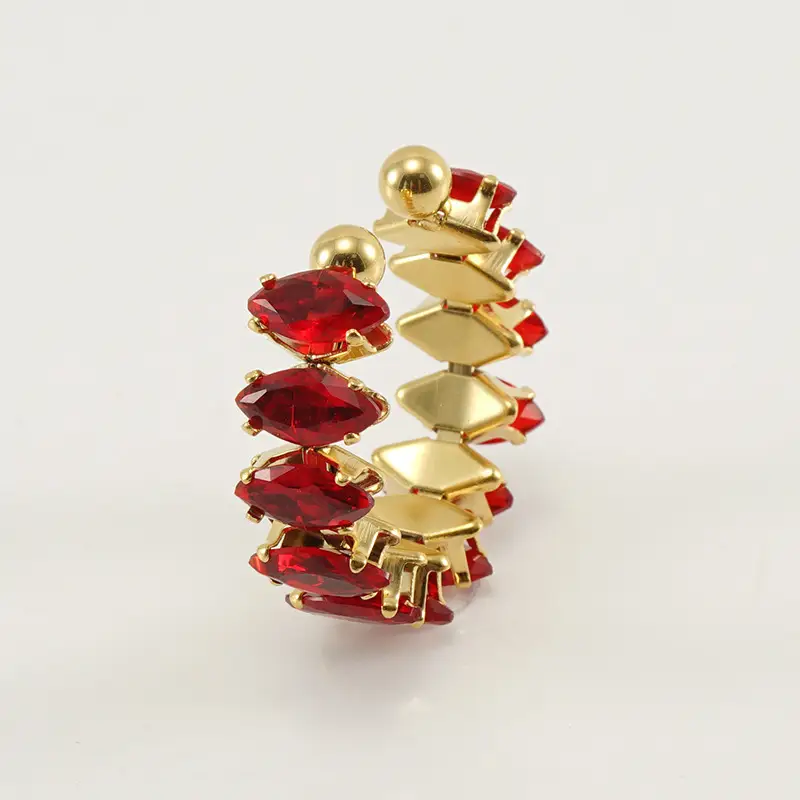 18K Gold Adjustable Geometric Diamond Ring for Women - Image 3