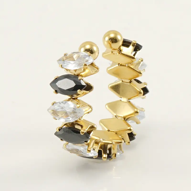 18K Gold Adjustable Geometric Diamond Ring for Women - Image 6