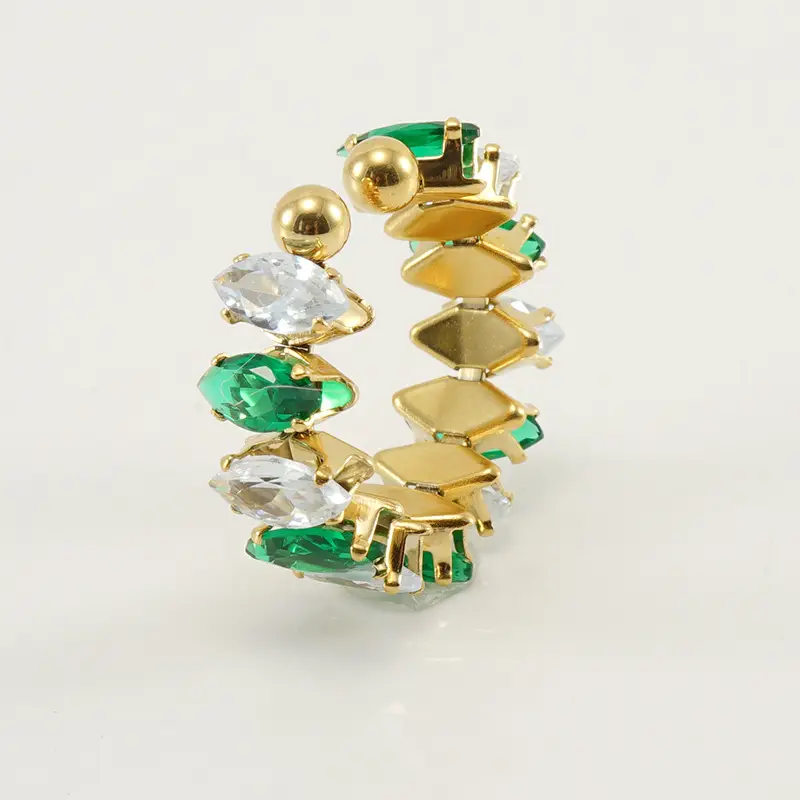 18K Gold Adjustable Geometric Diamond Ring for Women - Image 8