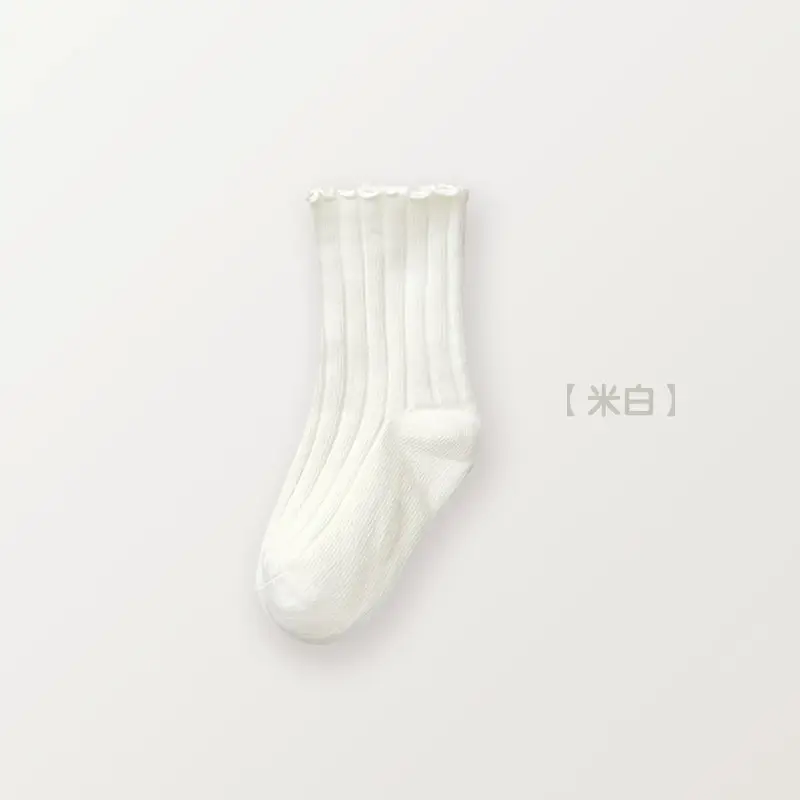 Autumn Winter Girls Socks White Ruffle Lace Double Needle - Image 2