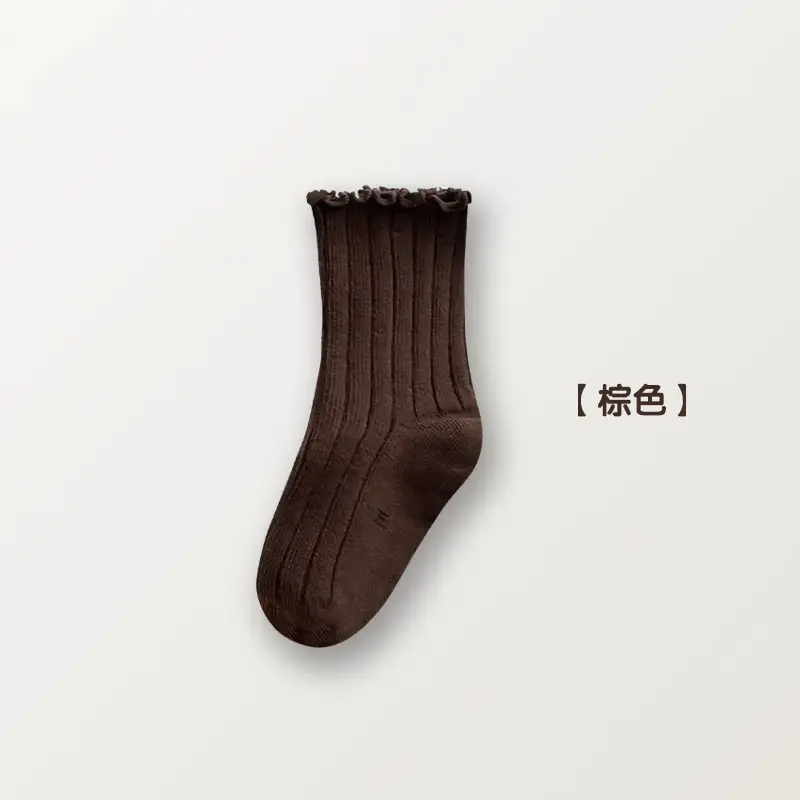 Autumn Winter Girls Socks White Ruffle Lace Double Needle - Image 3