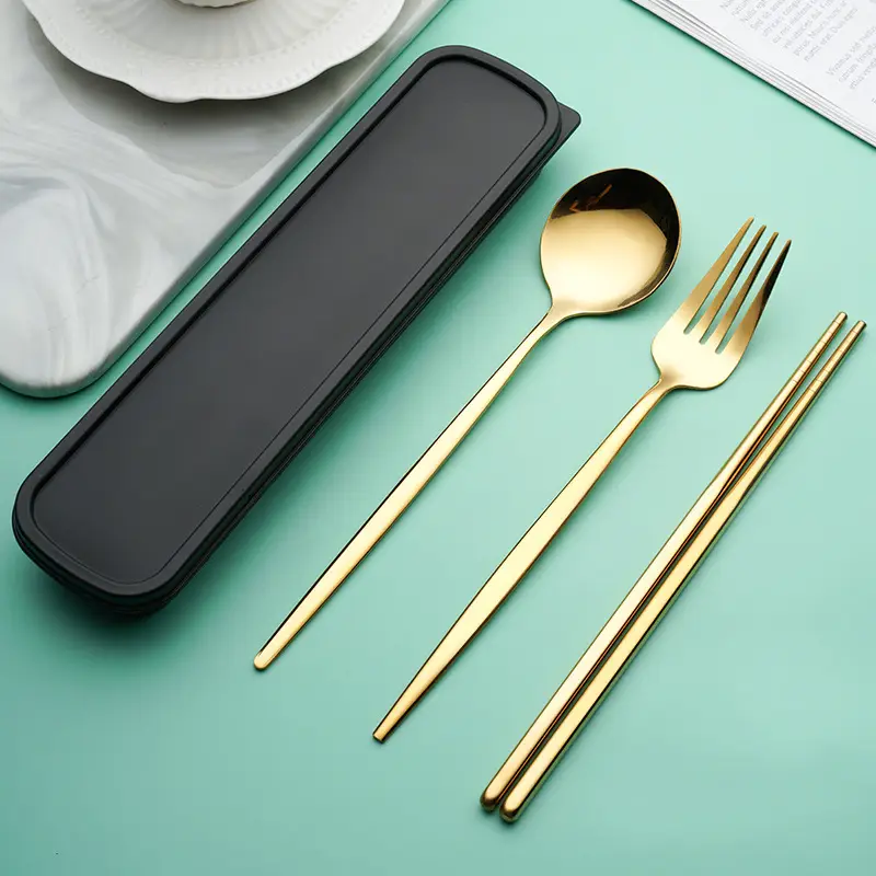 Stainless Steel Tableware Set with Spoon & Fork for Camping Picn - Image 2