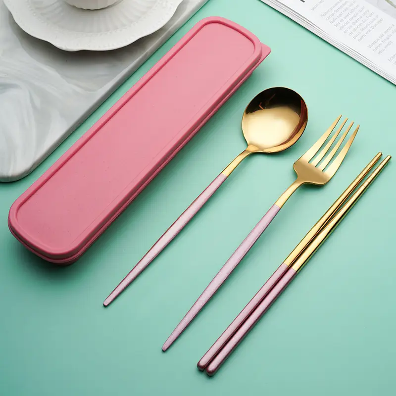Stainless Steel Tableware Set with Spoon & Fork for Camping Picn - Image 3