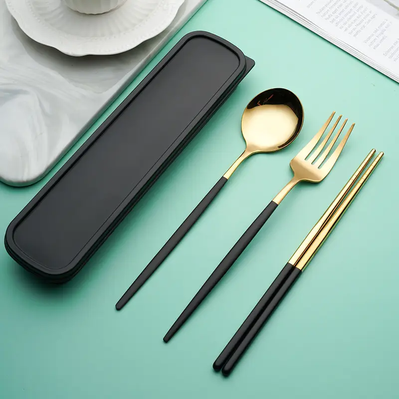 Stainless Steel Tableware Set with Spoon & Fork for Camping Picn - Image 4