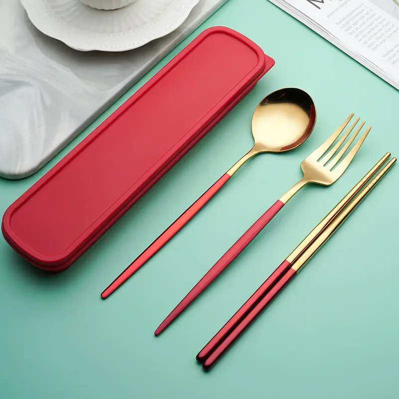 Stainless Steel Tableware Set with Spoon & Fork for Camping Picn - Image 5