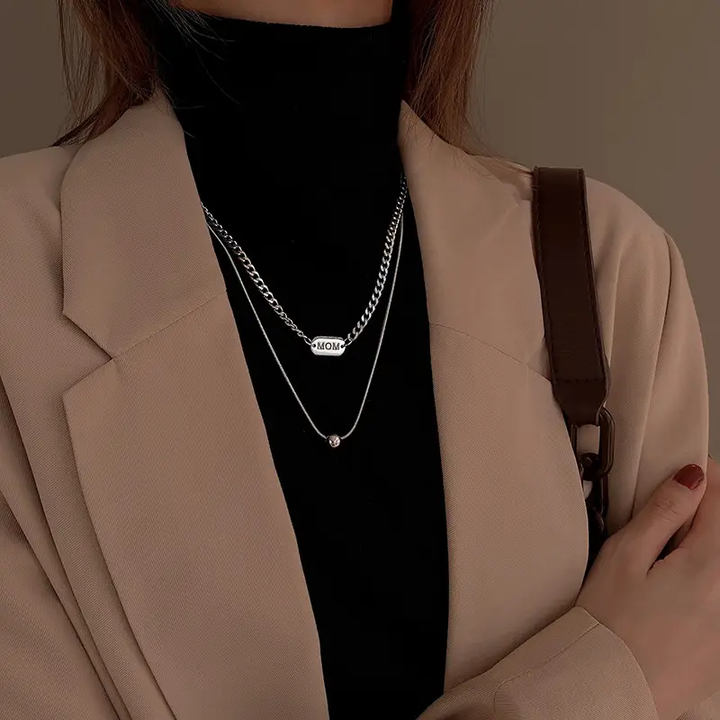 Women's Titanium Steel Double Layer Necklace Summer 2022 - Image 3