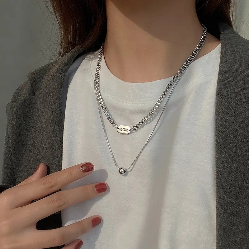 Women's Titanium Steel Double Layer Necklace Summer 2022 - Image 4