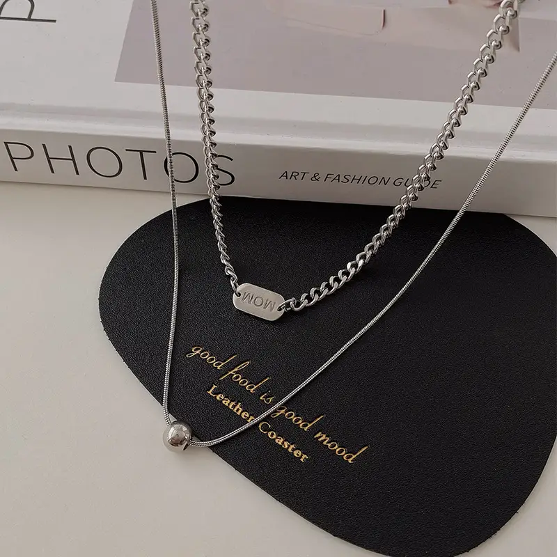 Women's Titanium Steel Double Layer Necklace Summer 2022 - Image 5