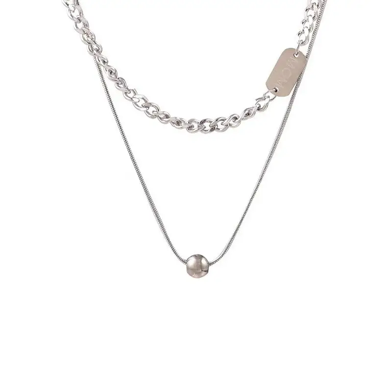 Women's Titanium Steel Double Layer Necklace Summer 2022 - Image 6