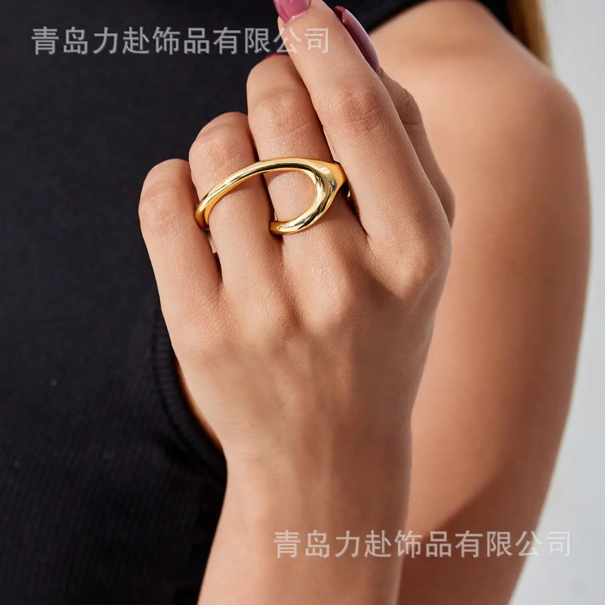 Gold Plated Two Finger Ring for Men - Image 5