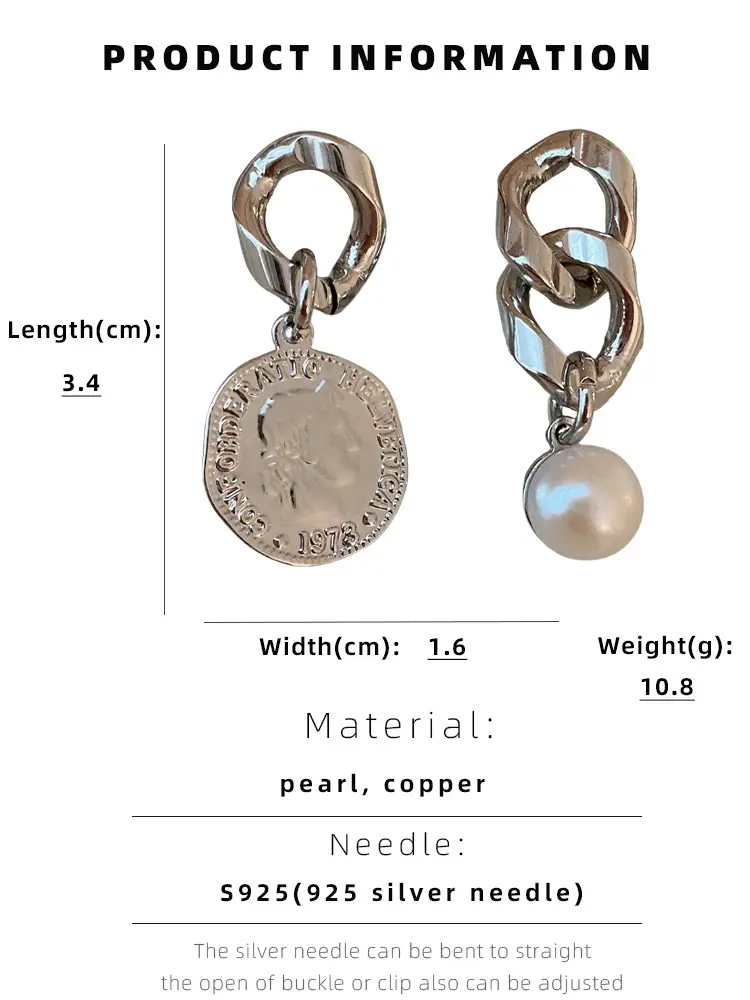 Silver Asymmetric Pearl Earrings for Women — feature 4