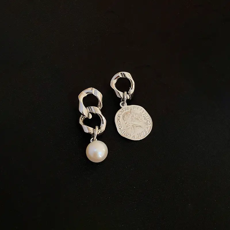 Silver Asymmetric Pearl Earrings for Women — feature 5