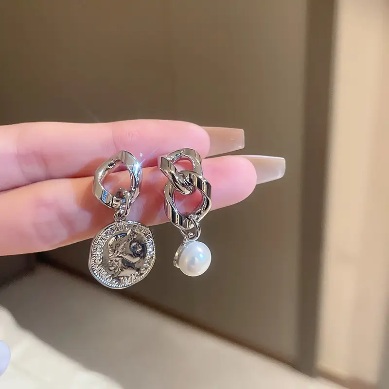 Silver Asymmetric Pearl Earrings for Women — feature 9