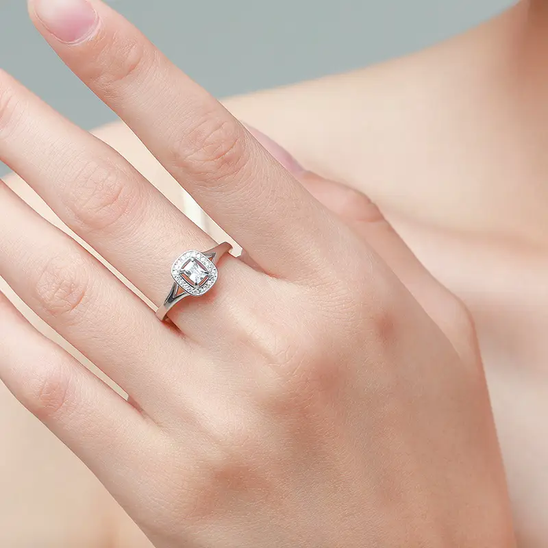 Airmay Sterling Silver Zircon Ring Women's Light Luxury - Image 2