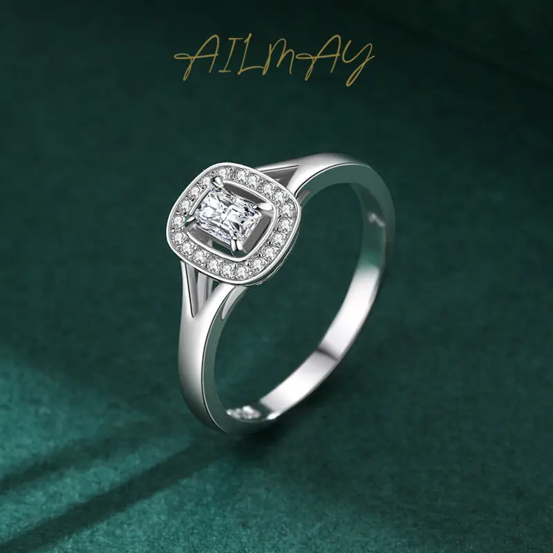 Airmay Sterling Silver Zircon Ring Women's Light Luxury - Image 3