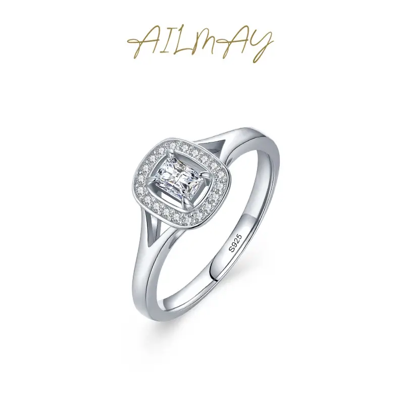 Airmay Sterling Silver Zircon Ring Women's Light Luxury - Image 5
