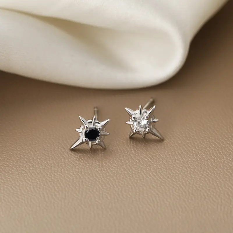 Eight-Pointed Star Earrings for Women Silver - Image 5
