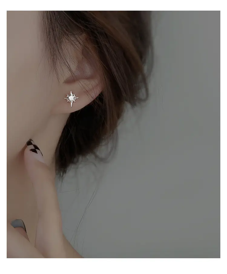 Eight-Pointed Star Earrings for Women Silver — feature 23