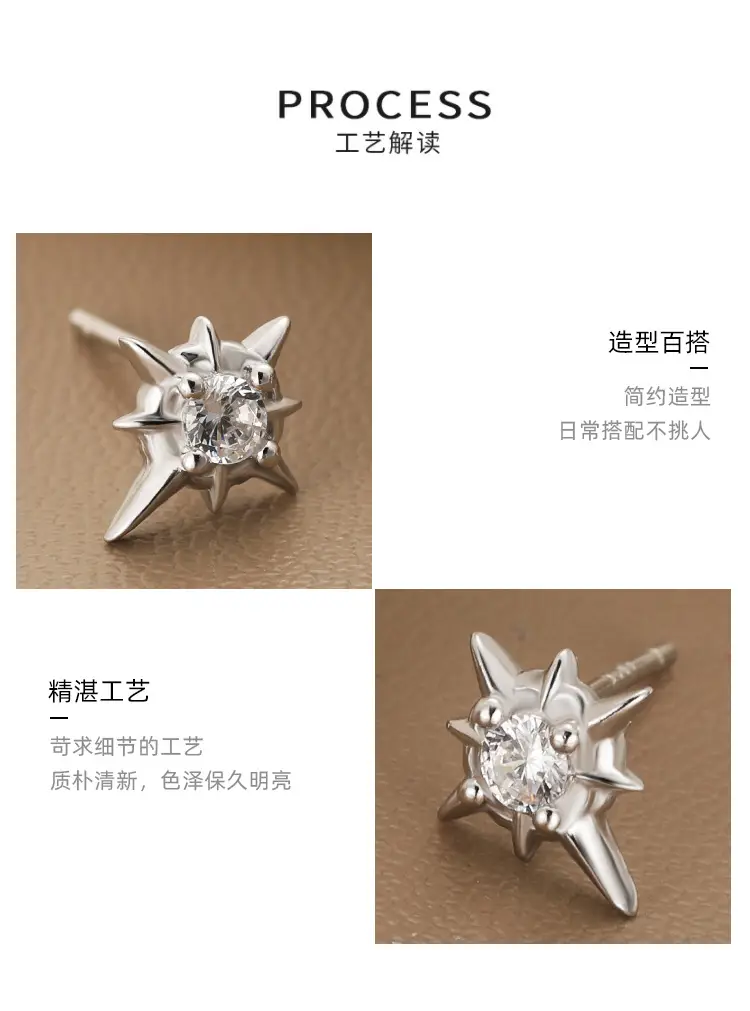Eight-Pointed Star Earrings for Women Silver — feature 29