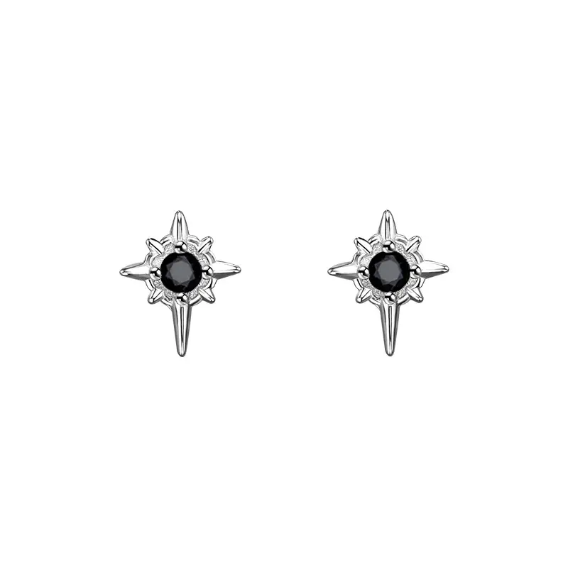 Eight-Pointed Star Earrings for Women Silver - Image 2