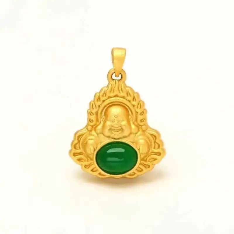 S925 Sterling Silver Buddha Necklace with Green Jade Pendant - Image 7