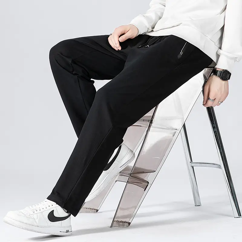 Pure Cotton Casual Pants Men Large Spring Autumn Loose Straight Pants - Image 8