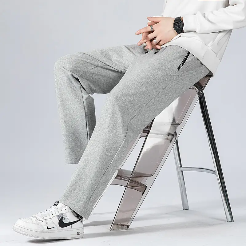 Pure Cotton Casual Pants Men Large Spring Autumn Loose Straight Pants - Image 9