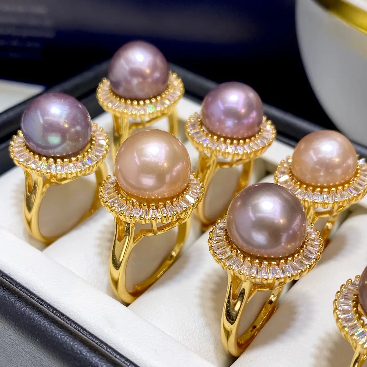 11mm Pink & Purple Pearl Rings for Women 18K Gold — feature 9