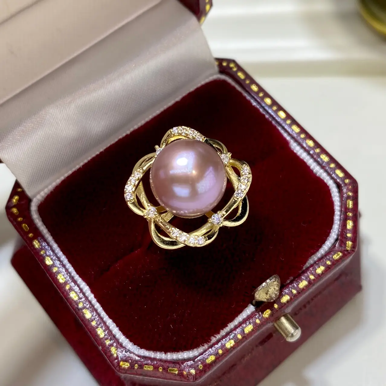 11mm Pink & Purple Pearl Rings for Women 18K Gold — feature 10