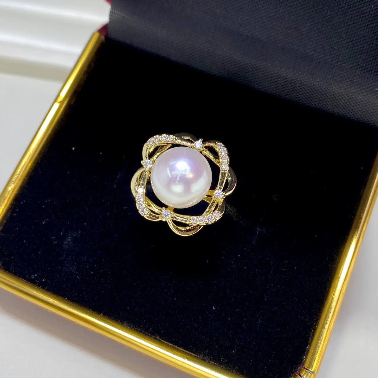11mm Pink & Purple Pearl Rings for Women 18K Gold — feature 11