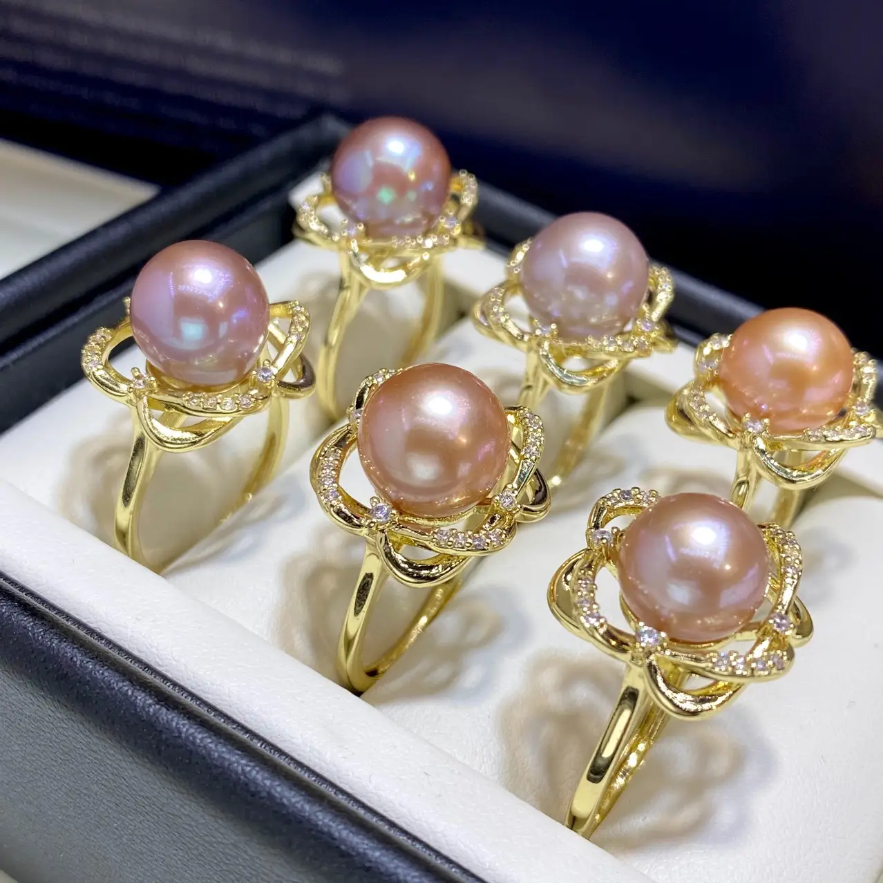 11mm Pink & Purple Pearl Rings for Women 18K Gold — feature 9