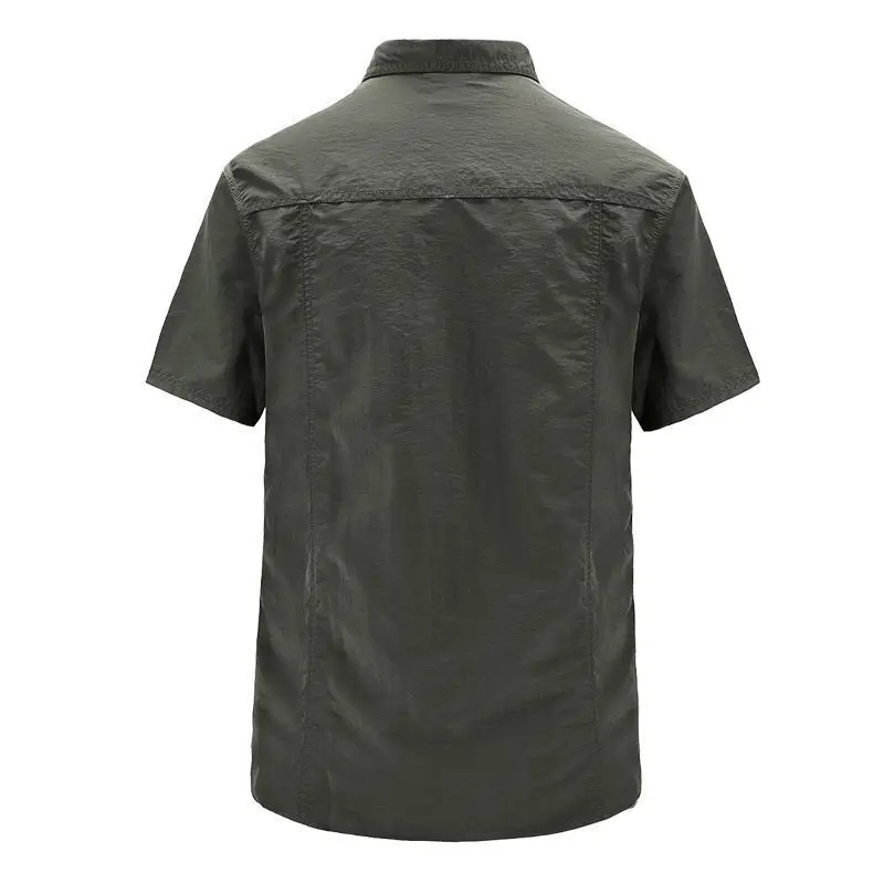 Men's Outdoor Short Sleeve Shirt Olive Green Quick Dry Waterproof - Image 11