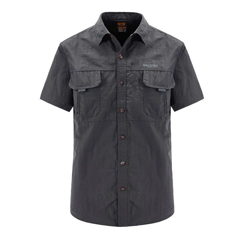 Men's Outdoor Short Sleeve Shirt Olive Green Quick Dry Waterproof - Image 3