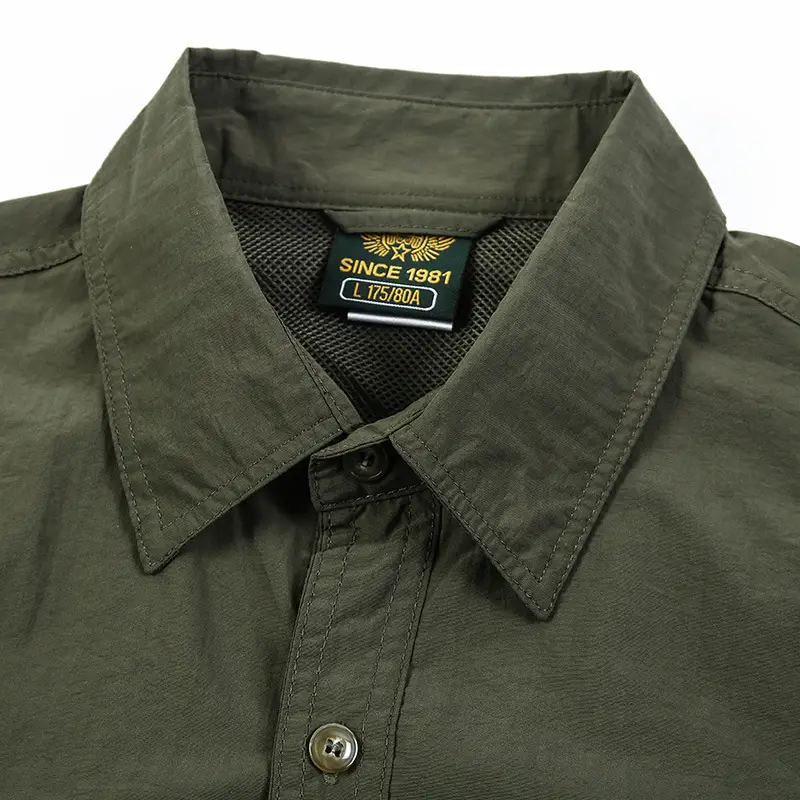 Men's Outdoor Short Sleeve Shirt Olive Green Quick Dry Waterproof - Image 12