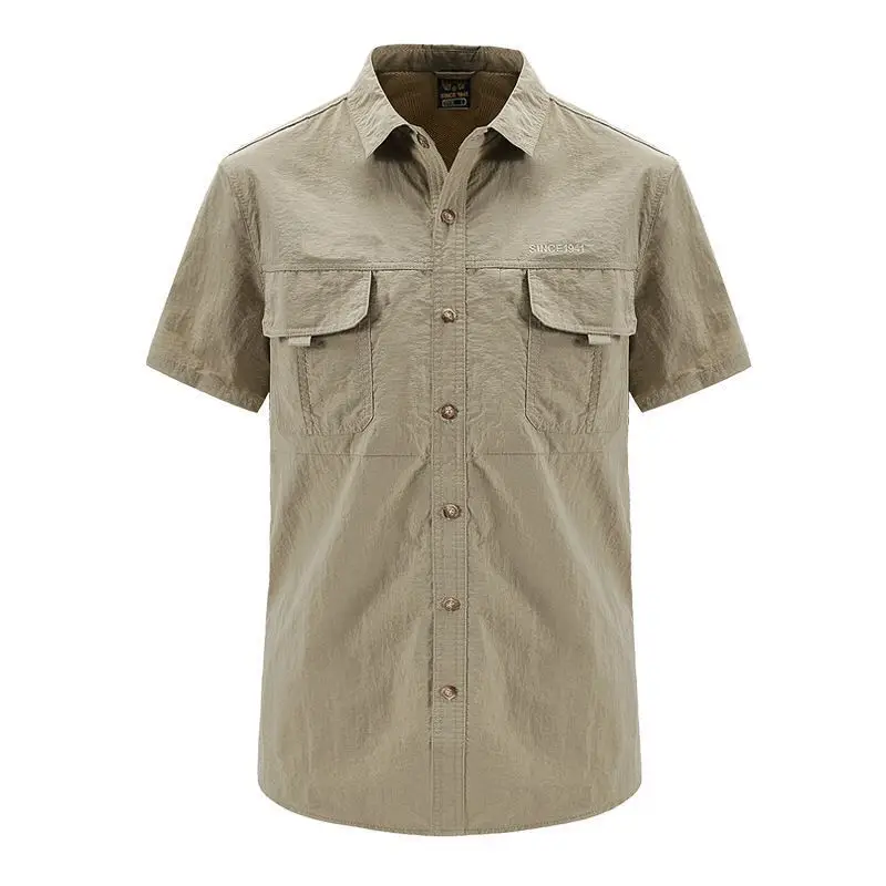 Men's Outdoor Short Sleeve Shirt Olive Green Quick Dry Waterproof - Image 2