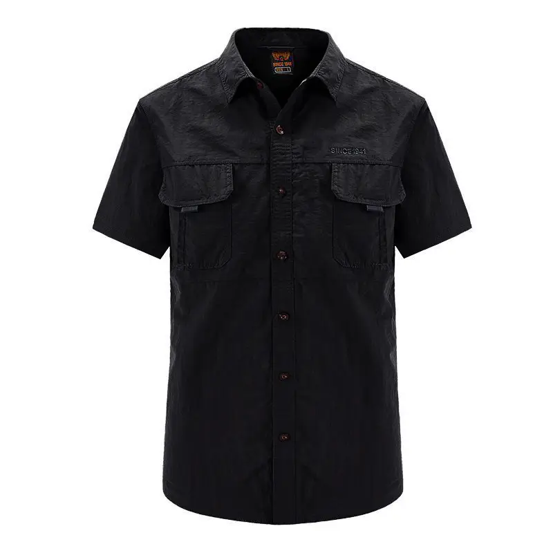 Men's Outdoor Short Sleeve Shirt Olive Green Quick Dry Waterproof - Image 4