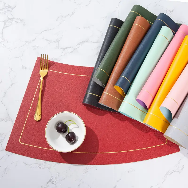 Nordic Contrast PU Table Mat with Gold Fork & Knife - Image 12