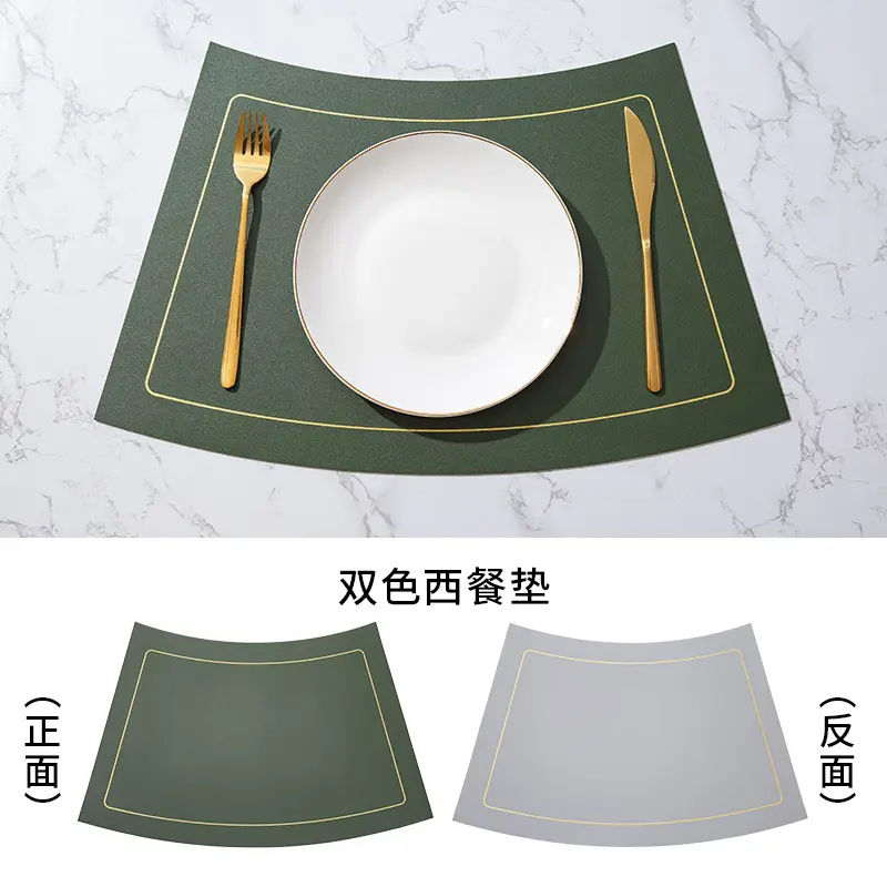 Nordic Contrast PU Table Mat with Gold Fork & Knife - Image 3