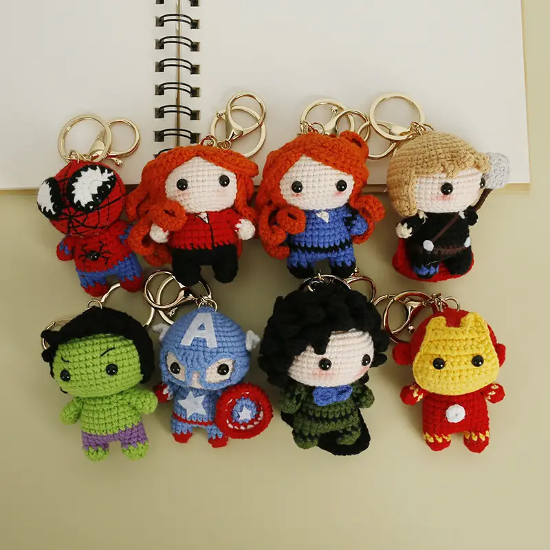 Hero Series Cartoon Handmade Wool Crochet Doll Pendant