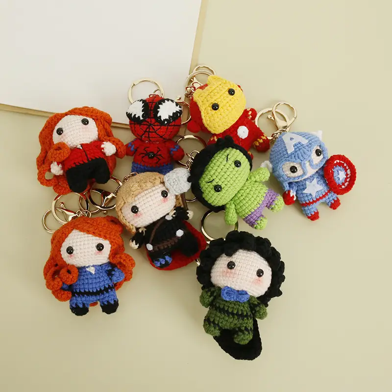 Hero Series Cartoon Handmade Wool Crochet Doll Pendant
