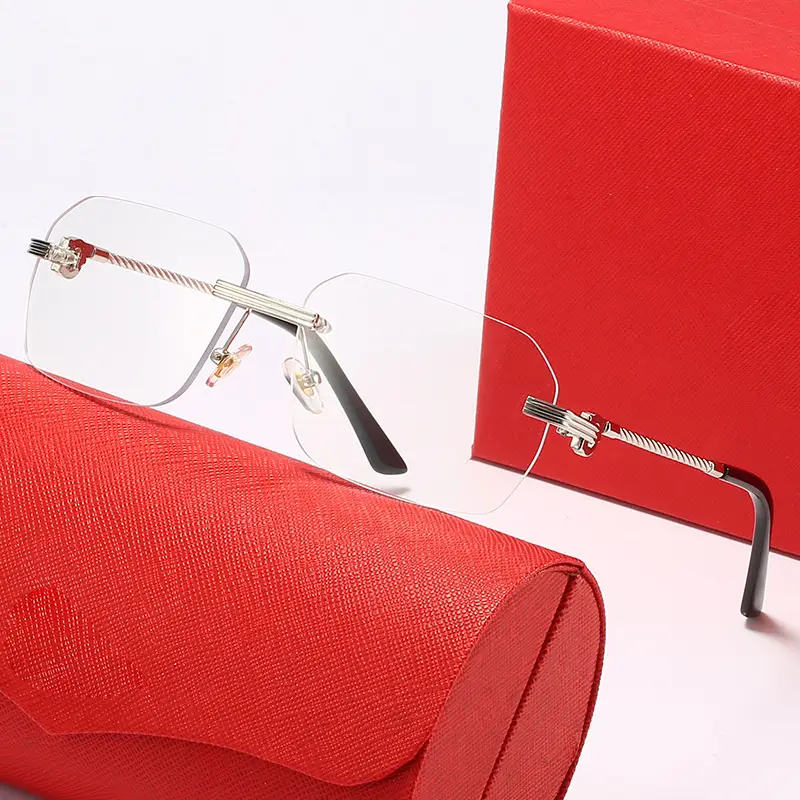Men's Gold Brown Metal Frame Sunglasses European American Cross Border Trendy Optical Glasses - Image 10