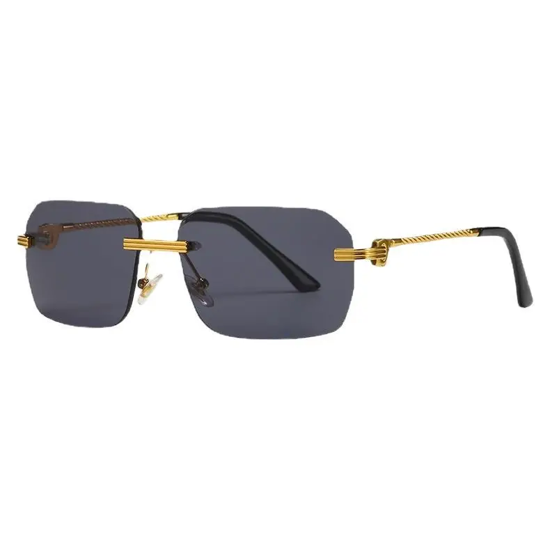 Men's Gold Brown Metal Frame Sunglasses European American Cross Border Trendy Optical Glasses - Image 11