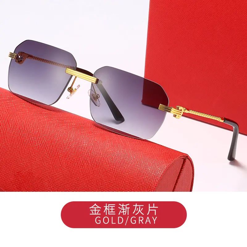 Men's Gold Brown Metal Frame Sunglasses European American Cross Border Trendy Optical Glasses - Image 2