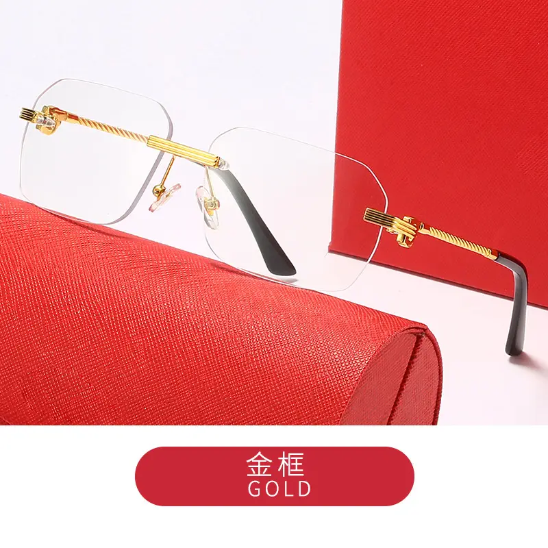 Men's Gold Brown Metal Frame Sunglasses European American Cross Border Trendy Optical Glasses - Image 5