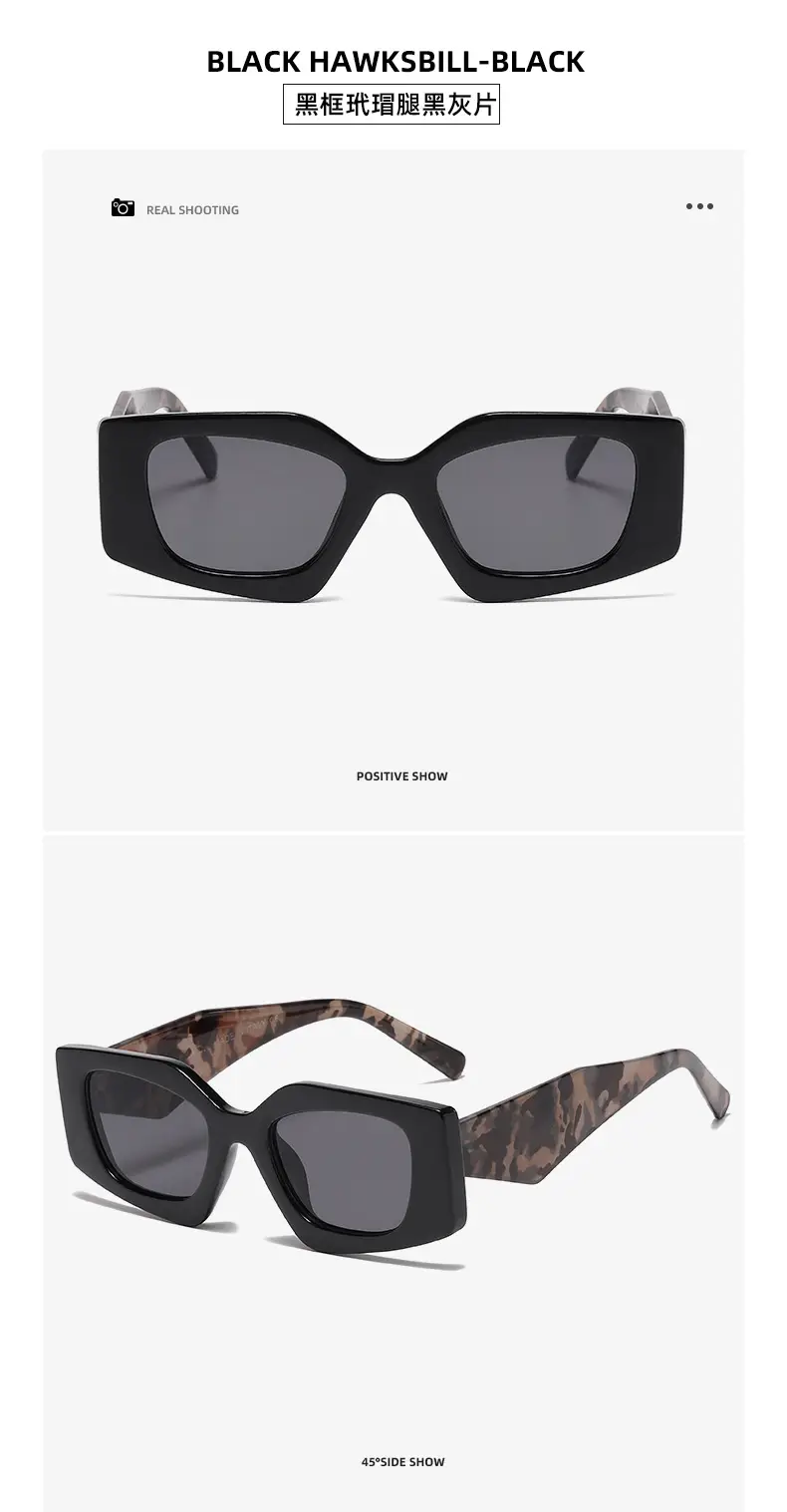 European American Retro Polygon Sunglasses Women's Fashion Trend Street Photographic Internet Celebrity Sunshade Glasses Personalized Decorative Sunglasses — feature 19
