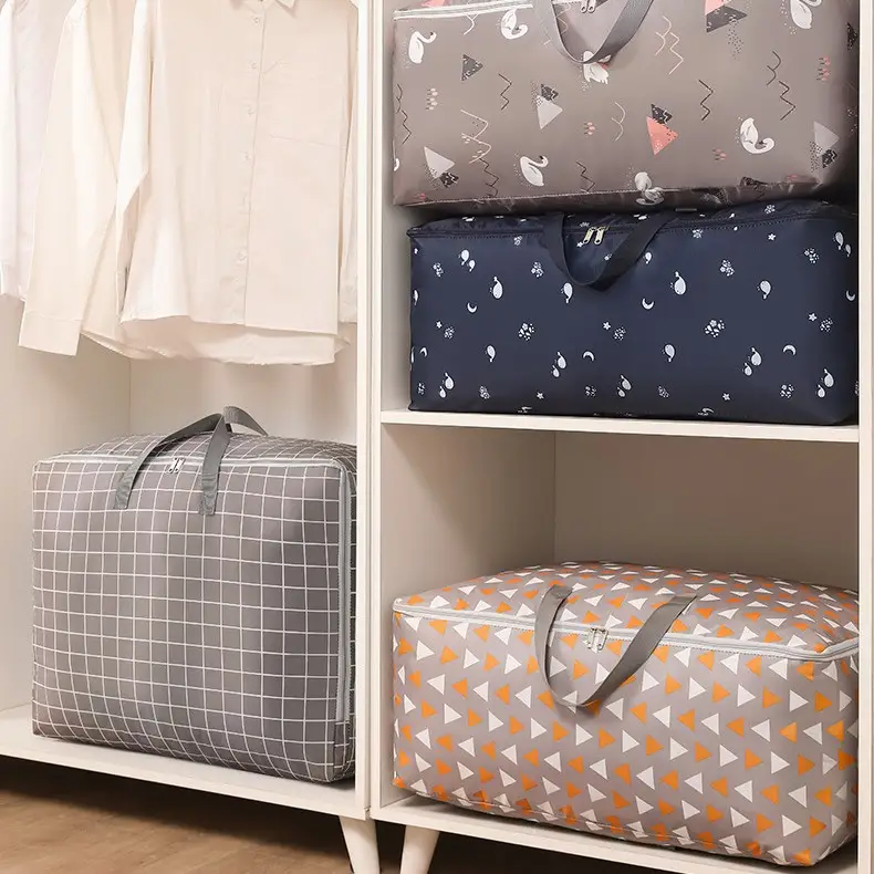 Oxford Cloth Moving Bag Blue White Pattern Large Capacity - Image 6