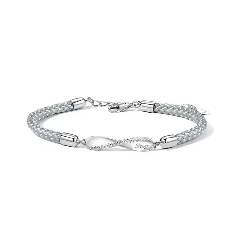 Sterling Silver Couple Bracelet Set Black White Valentine's Gift - Image 2
