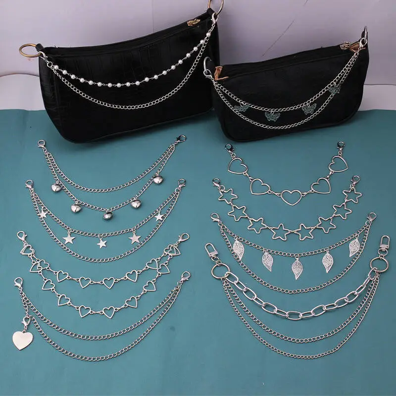 White Butterfly Chain Handbag with Blue Beads