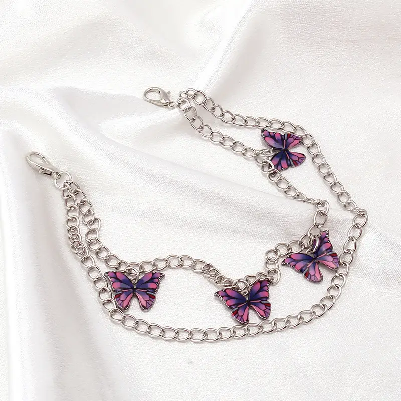 White Butterfly Chain Handbag with Blue Beads — feature 10