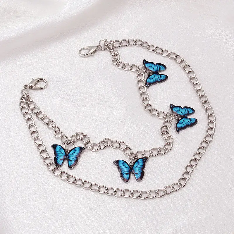 White Butterfly Chain Handbag with Blue Beads — feature 12
